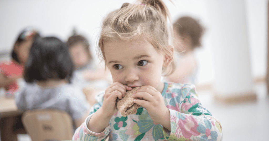 child eating at fennies Wimbledon nursery