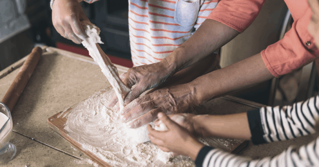 children making dough