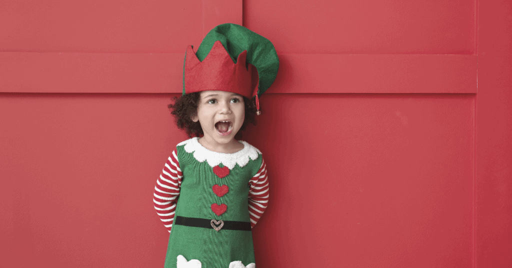 child dressed as an elf