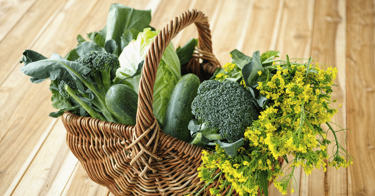 basket of leafy green vegetables